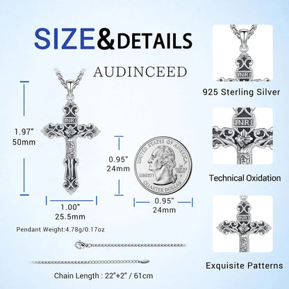JESUS CROSS NECKLACE 925 STERLING SILVER PROTECTION AMULET