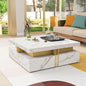 16.7in x 31.5in - MODERN ROUND ACCENT COFFEE TABLE W/2-LARGE DRAWERS