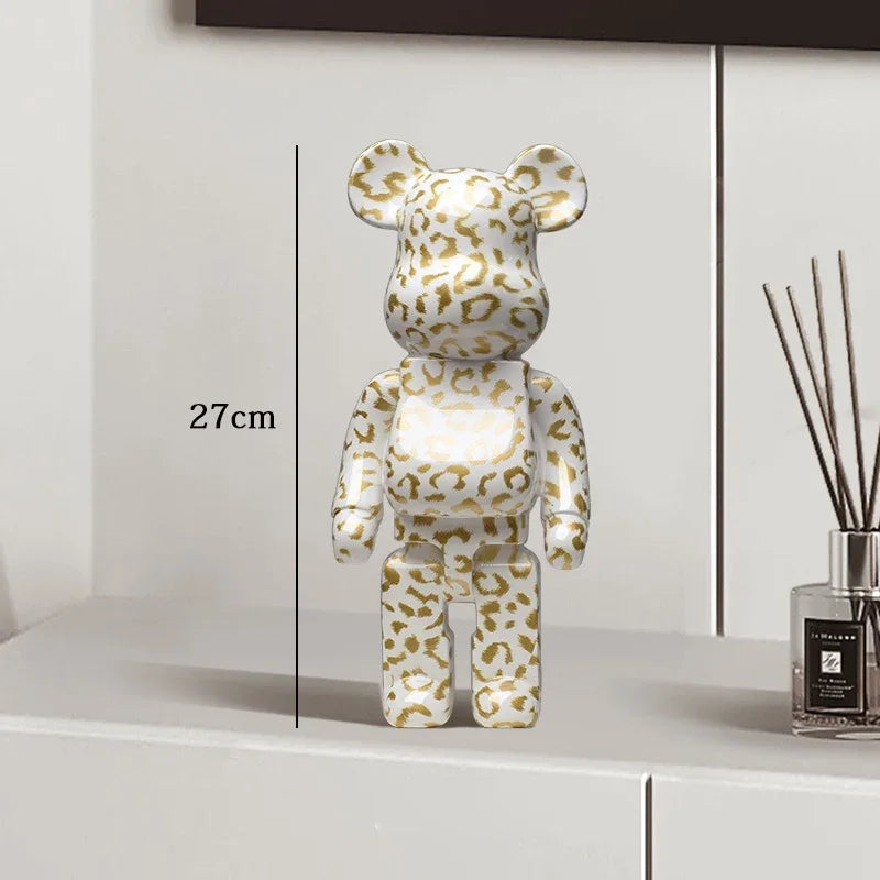 27cm - PAINTED GRAFFITI BEAR RESIN DESKTOP STATUE/ORNAMENTS