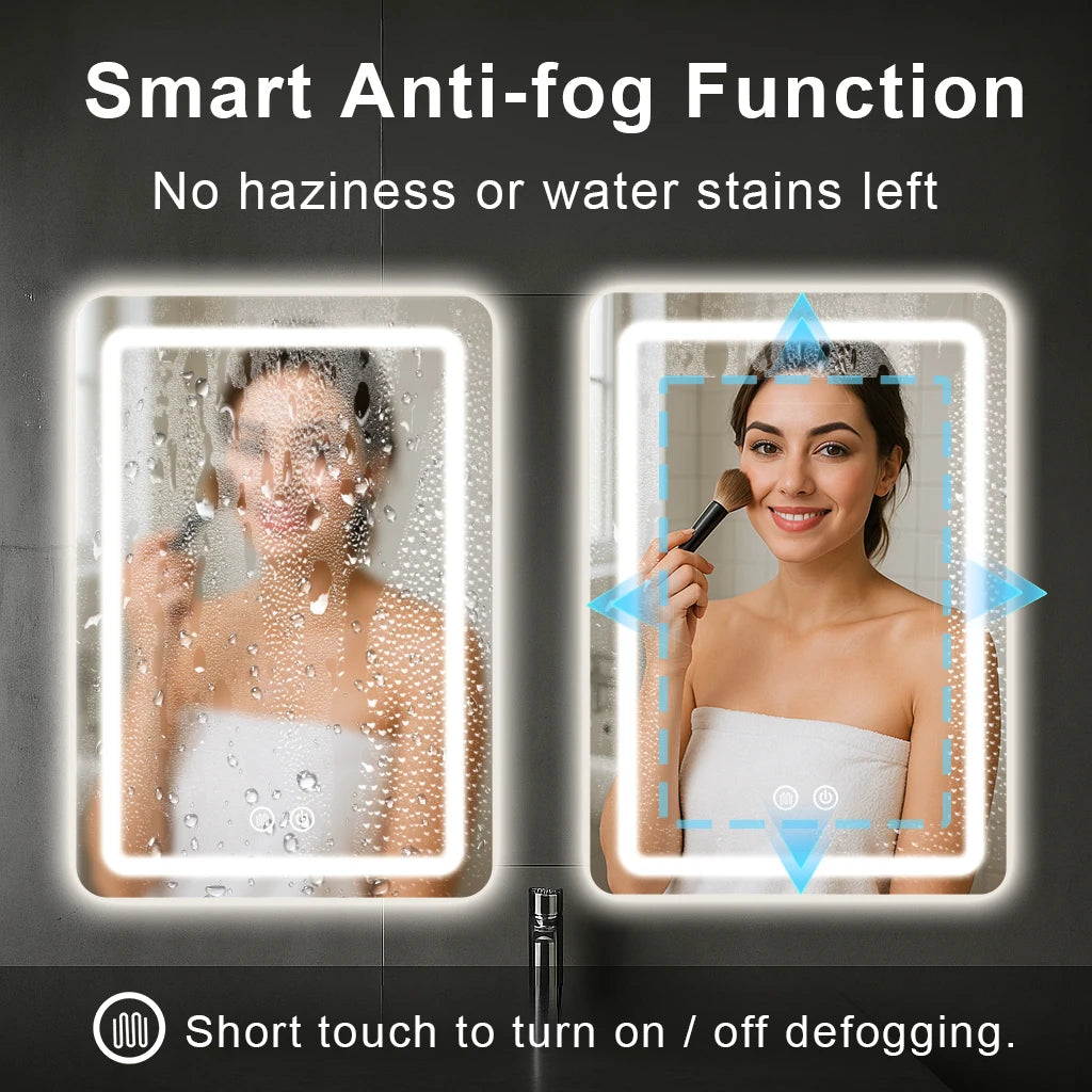 20in x 28in - LED FOGLESS BATHROOM VANITY MIRROR WALL MOUNTED