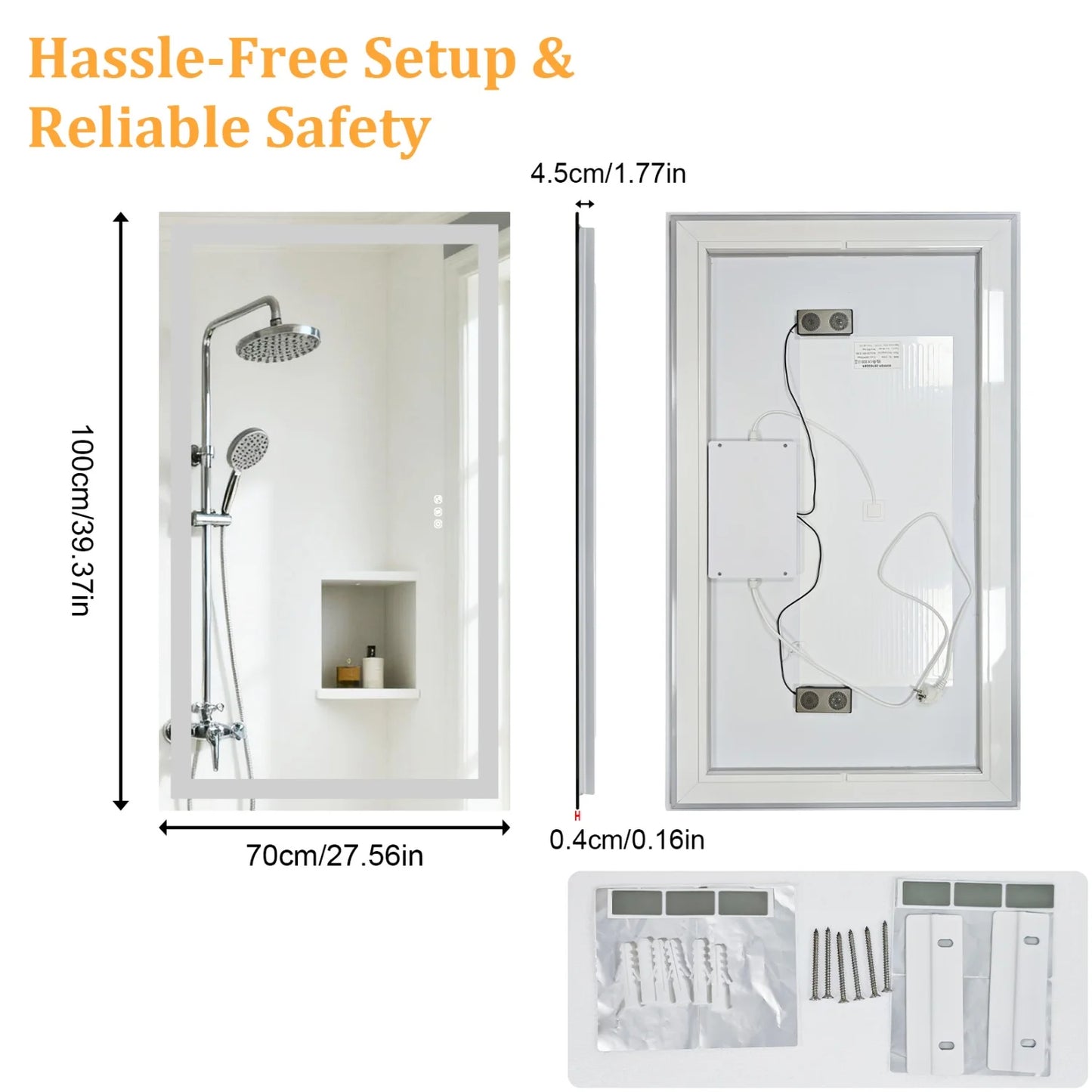 19.68-Inches/23.62-Inches/39.37-Inches/47.24-Inches - LED Bathroom Make-Up Vanity Mirror W/Bluetooth Speaker