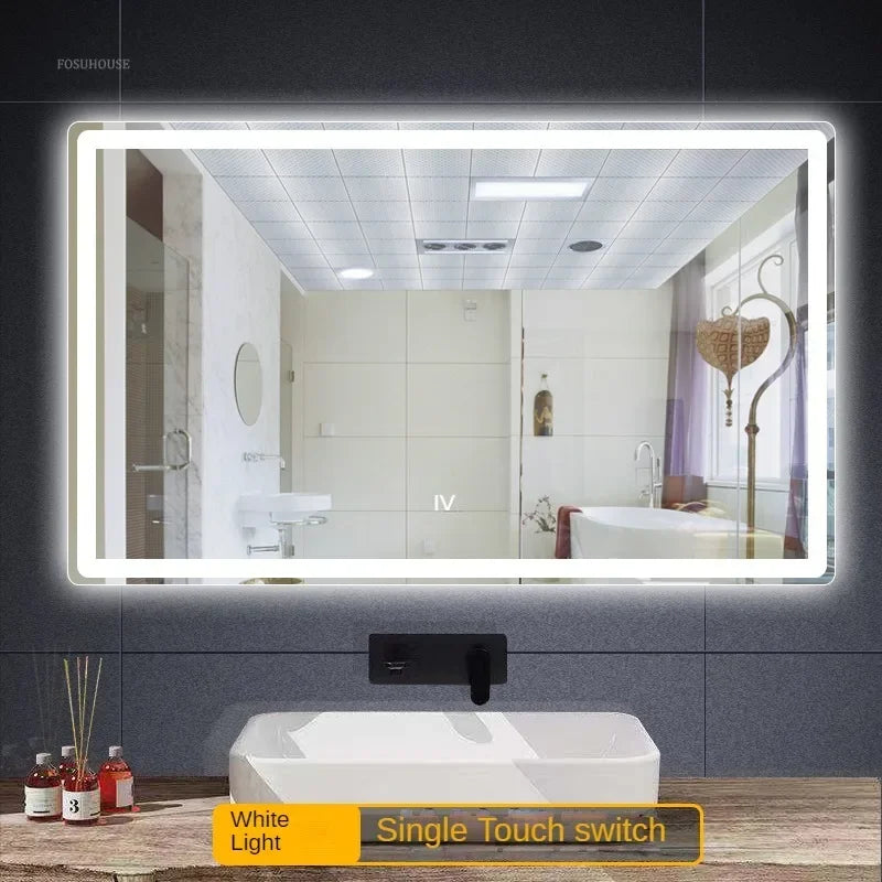LED LIT - LUXURY WALL-MOUNTED TOUCH SCREEN BATHROOM MIRROR