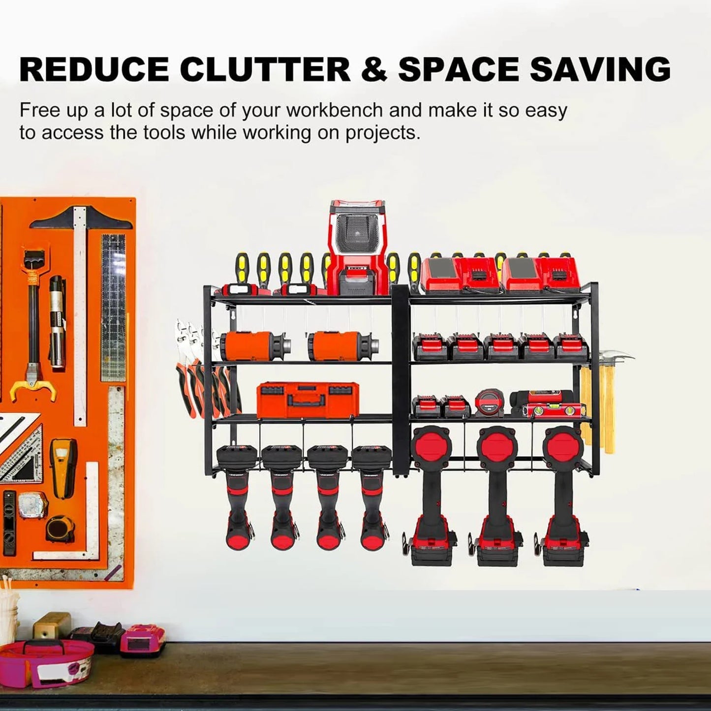 4-TIER - WALL MOUNTED POWER TOOL STORAGE ORGANIZER