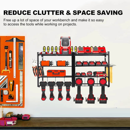 4-TIER - WALL MOUNTED POWER TOOL STORAGE ORGANIZER