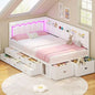 White Twin Bed, 8-Drawers, 6-Storage Pockets, Daybed w/Storage