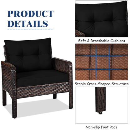 3pcs - OUTDOOR RATTAN/WICKER PATIO FURNITURE W/CUSHIONS