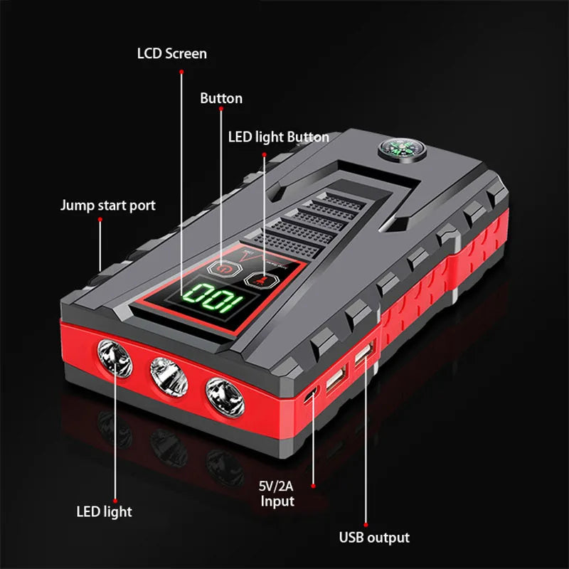 99800mAh, 5000A - PORTABLE CAR/TRUCK JUMP STARTER POWER BANK