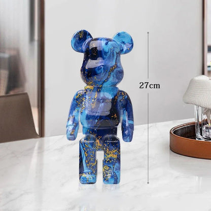 27cm - PAINTED GRAFFITI BEAR RESIN DESKTOP STATUE/ORNAMENTS