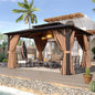 10-Foot x 12-Foot - Outdoor Brown Poly Pavilion W/Curtains & Netting