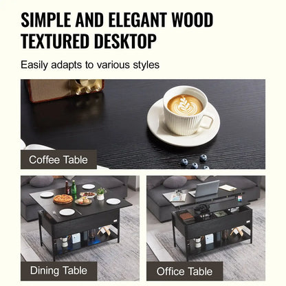 39.4in - LIFT TOP RECTANGULAR COFFEE TABLE W/LIGHT & USB