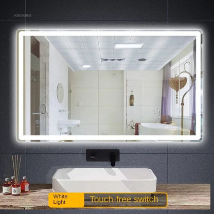 LED LIT - LUXURY WALL-MOUNTED TOUCH SCREEN BATHROOM MIRROR