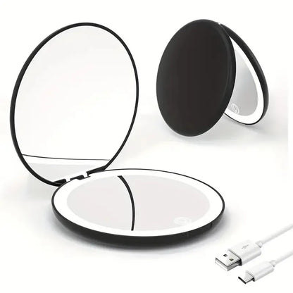 2X/5X MAGNIFICATION - FOLDING PORTABLE LED ADJUSTABLE MAKEUP MIRROR