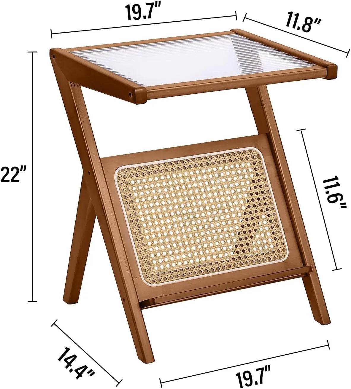 RATTAN/WICKER MID-CENTURY BAMBOO SIDE ACCENT TABLE