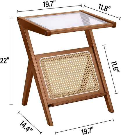 RATTAN/WICKER MID-CENTURY BAMBOO SIDE ACCENT TABLE