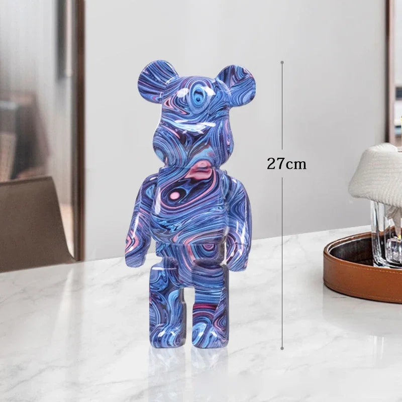 27cm - PAINTED GRAFFITI BEAR RESIN DESKTOP STATUE/ORNAMENTS