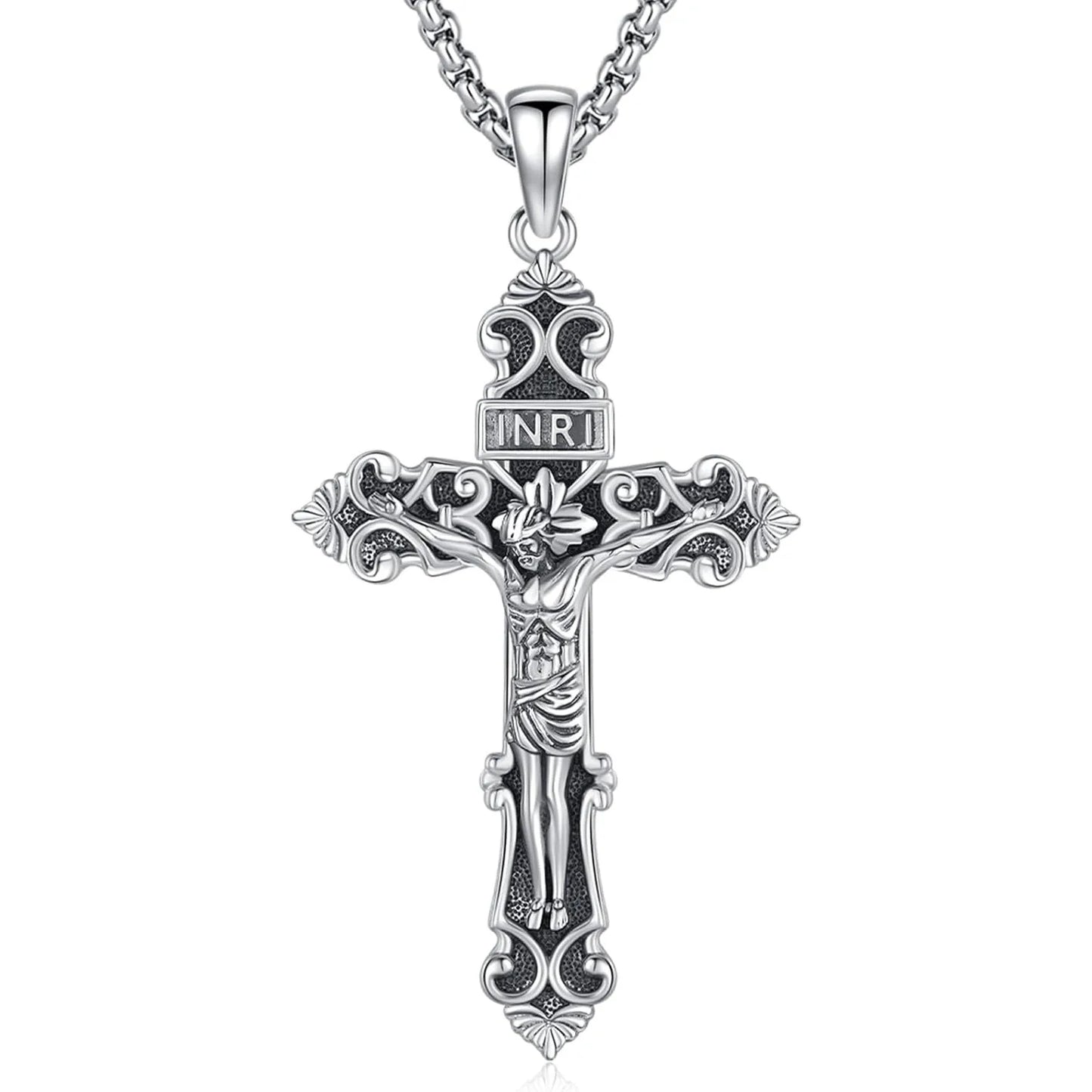 JESUS CROSS NECKLACE 925 STERLING SILVER PROTECTION AMULET