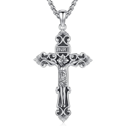 JESUS CROSS NECKLACE 925 STERLING SILVER PROTECTION AMULET