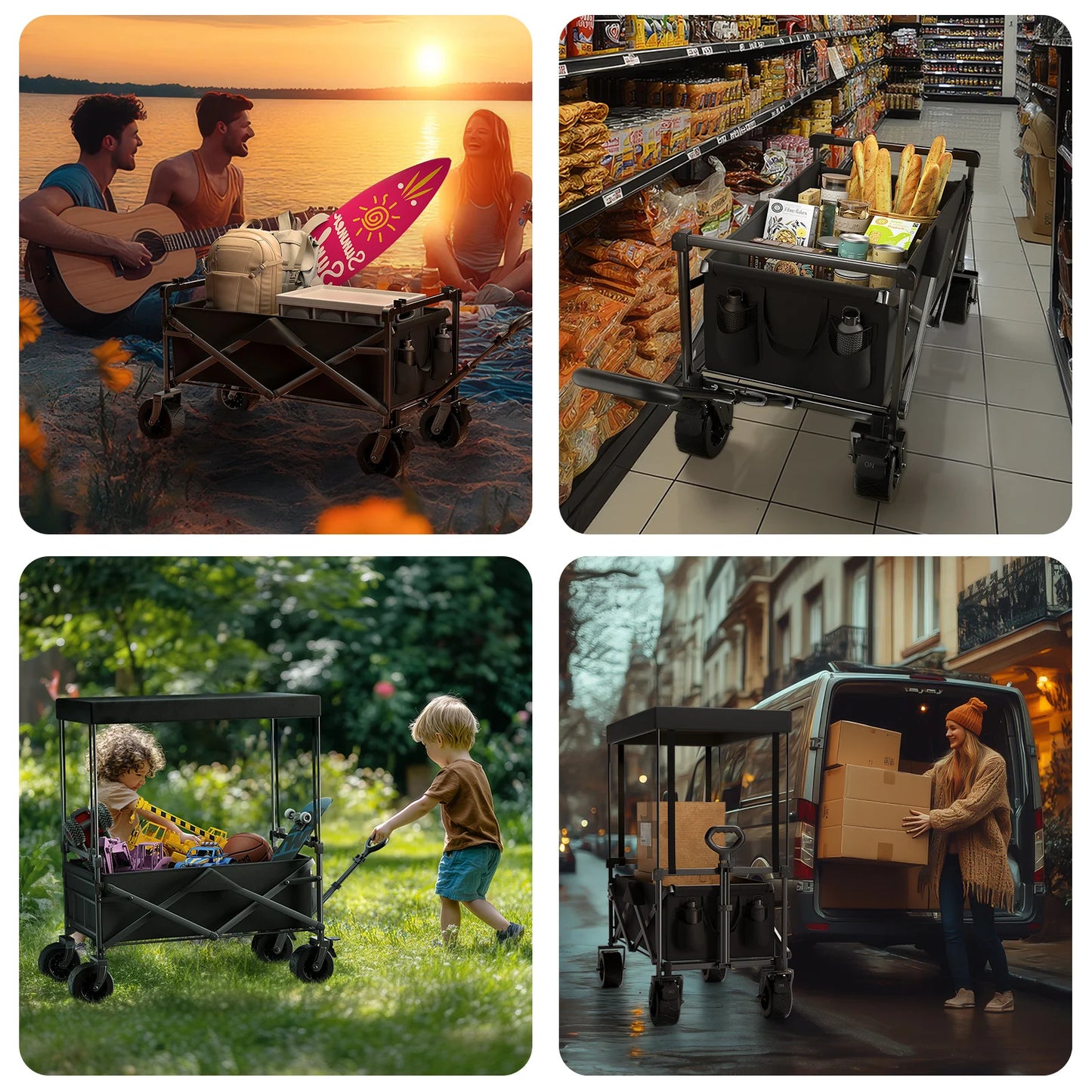 DOUBLE LAYER PORTABLE ROTATING WHEEL CAMPING/UTILITY CART