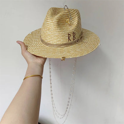 Beach Hat Punk Pearl Chain Crown Sun Hat