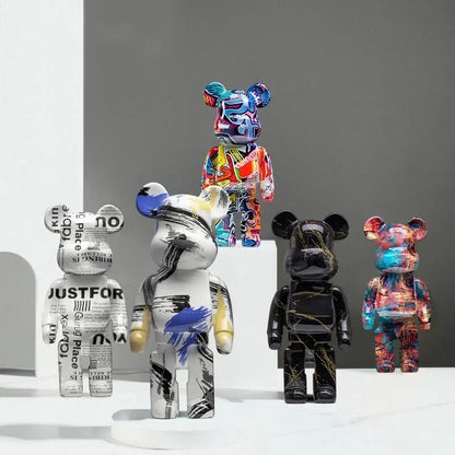 27cm - PAINTED GRAFFITI BEAR RESIN DESKTOP STATUE/ORNAMENTS