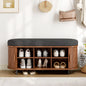43.3in - SHOE STORAGE BENCH ORGANIZER W/STORAGE SHELVES & REMOBVhoe Storage Bench, 3 Tier Shoe Rack Bench Organizer with Storage, Cushion and Sliding Door Removable