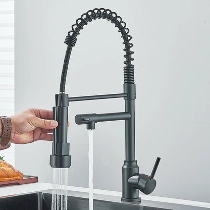 PULL-DOWN CRANE STYLE SPRING KITCHEN SINK FAUCET