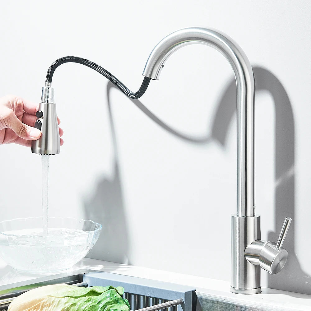 SINGLE-HANDLE BRUSHED NICKEL KITCHEN SINK FAUCET