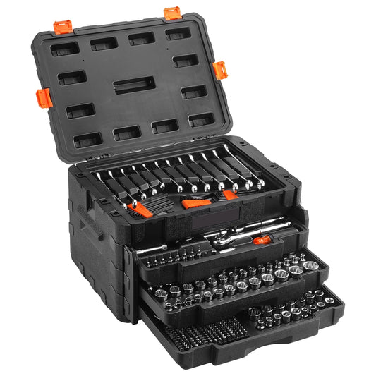 450-Pcs - MECHANICS TOOL SET, INCLUDES 1/4", 3/8", 1/2" DRIVE SOCKET SETS