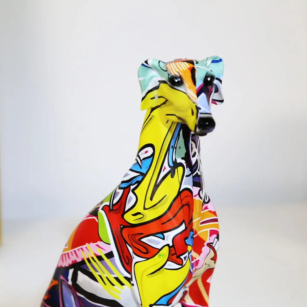 COLORFUL ABSTRACT PAINTED GREYHOUND DOBERMAN DESKTOP DECORATION
