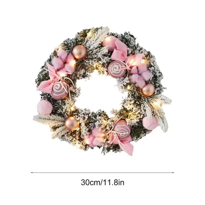 11.81in x 11.81in x 1.97in - CHRISTMAS FRONT DOOR SNOWY FLOCKED WREATHS