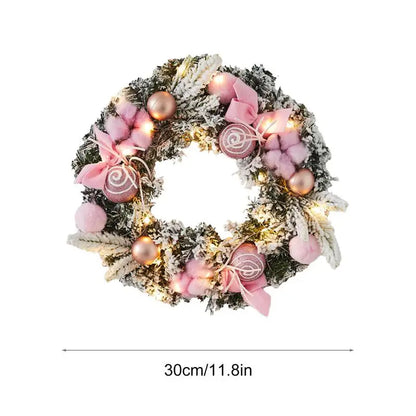 11.81in x 11.81in x 1.97in - CHRISTMAS FRONT DOOR SNOWY FLOCKED WREATHS