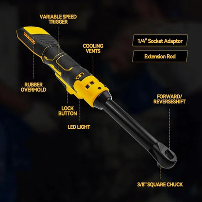 20-Volt, 220N.m - 3/8-Inch Drive Upgraded Extended Head Cordless Ratchet Wrench