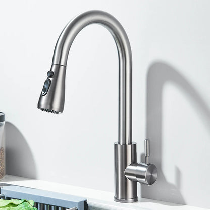 SINGLE-HANDLE BRUSHED NICKEL KITCHEN SINK FAUCET
