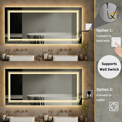 48 inches X 24 inches - LED LIGHTED VANITY MIRROR W/MEMORY, ANTI-FOG