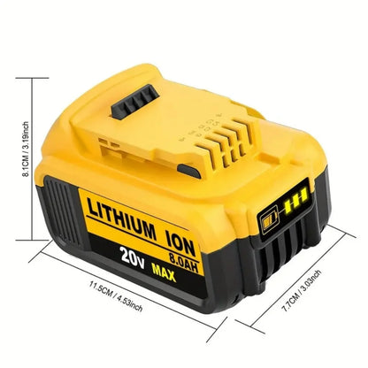 2-PACK, 20V, 8000mAh - REPLACEMENT LITHIUM BATTERIES TO FIT DEWALT TOOLS