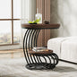 2-Tiers - GOLD FRAME ROUND WHITE FAUX MARBLE TOP