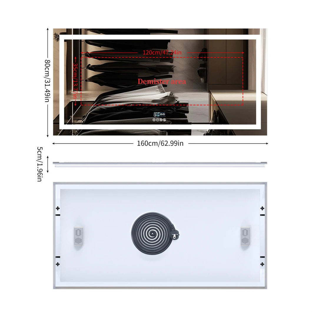 SMART LED XXL BATHROOM VANITY MIRROR W/BLUETOOTH