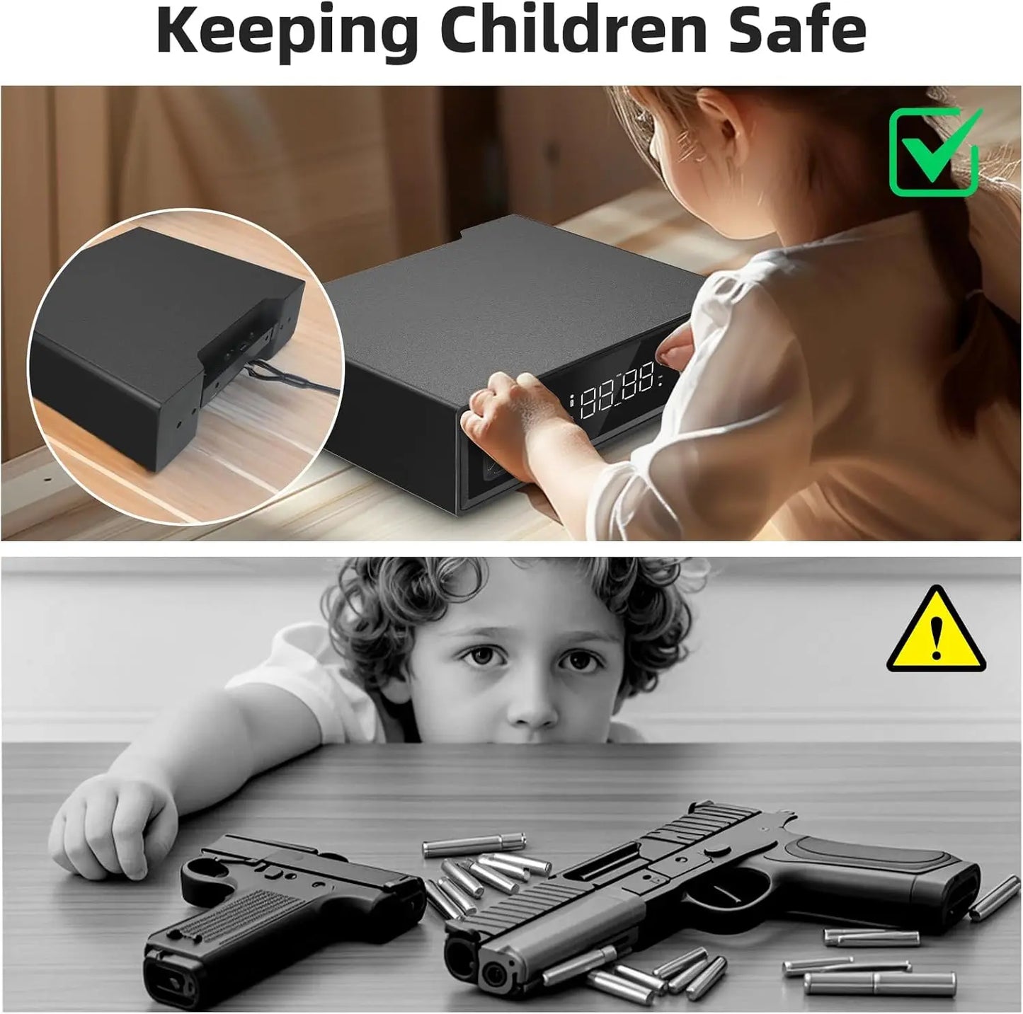 BIOMETRIC QUICK ENTRY GUN SAFE BOXES CLOCK