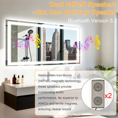 19.68-Inches/23.62-Inches/39.37-Inches/47.24-Inches - LED Bathroom Make-Up Vanity Mirror W/Bluetooth Speaker