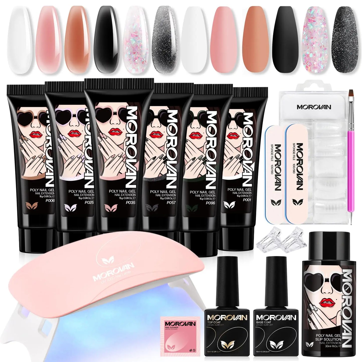 POLY GEL NAIL ENHANCEMENT STARTER KIT W/ UV light