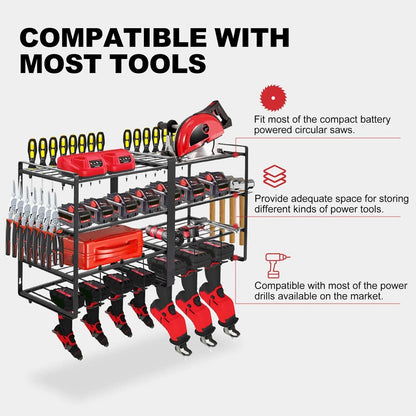4-TIER - WALL MOUNTED POWER TOOL STORAGE ORGANIZER