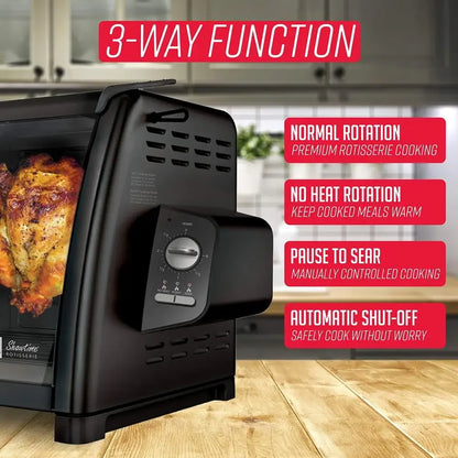 LARGE CAPACITY ROTISSERIE OVEN-COOKING FUNCTIONS W/3 COOKING FUNCTIONS