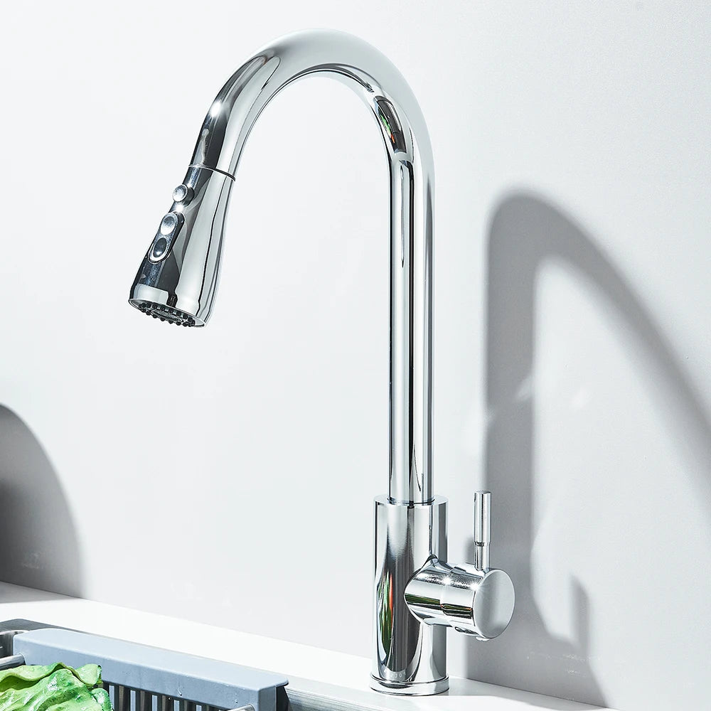 SINGLE-HANDLE BRUSHED NICKEL KITCHEN SINK FAUCET