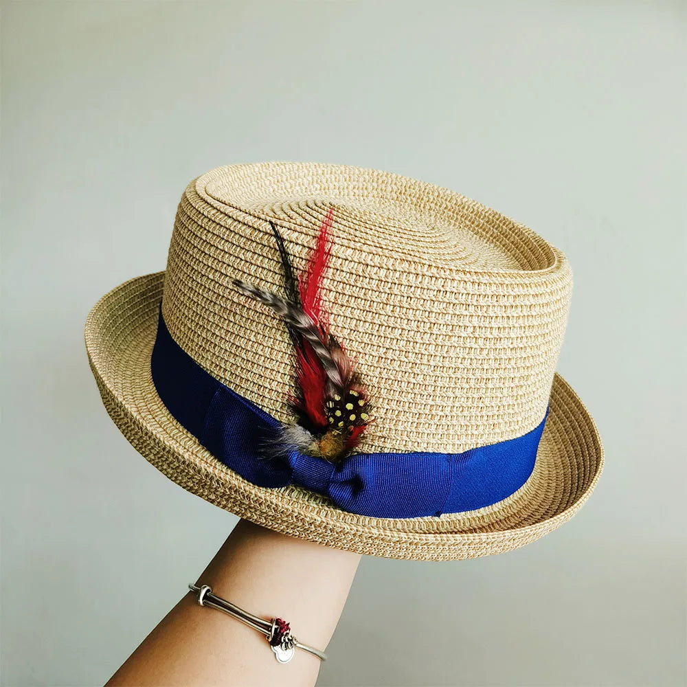Vintage British Trilby Straw Hat Summer Fedora