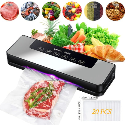 6-In-1 Sealing, 6Kpa - Food Vacuum Sealer Machine W/20 Free Bags