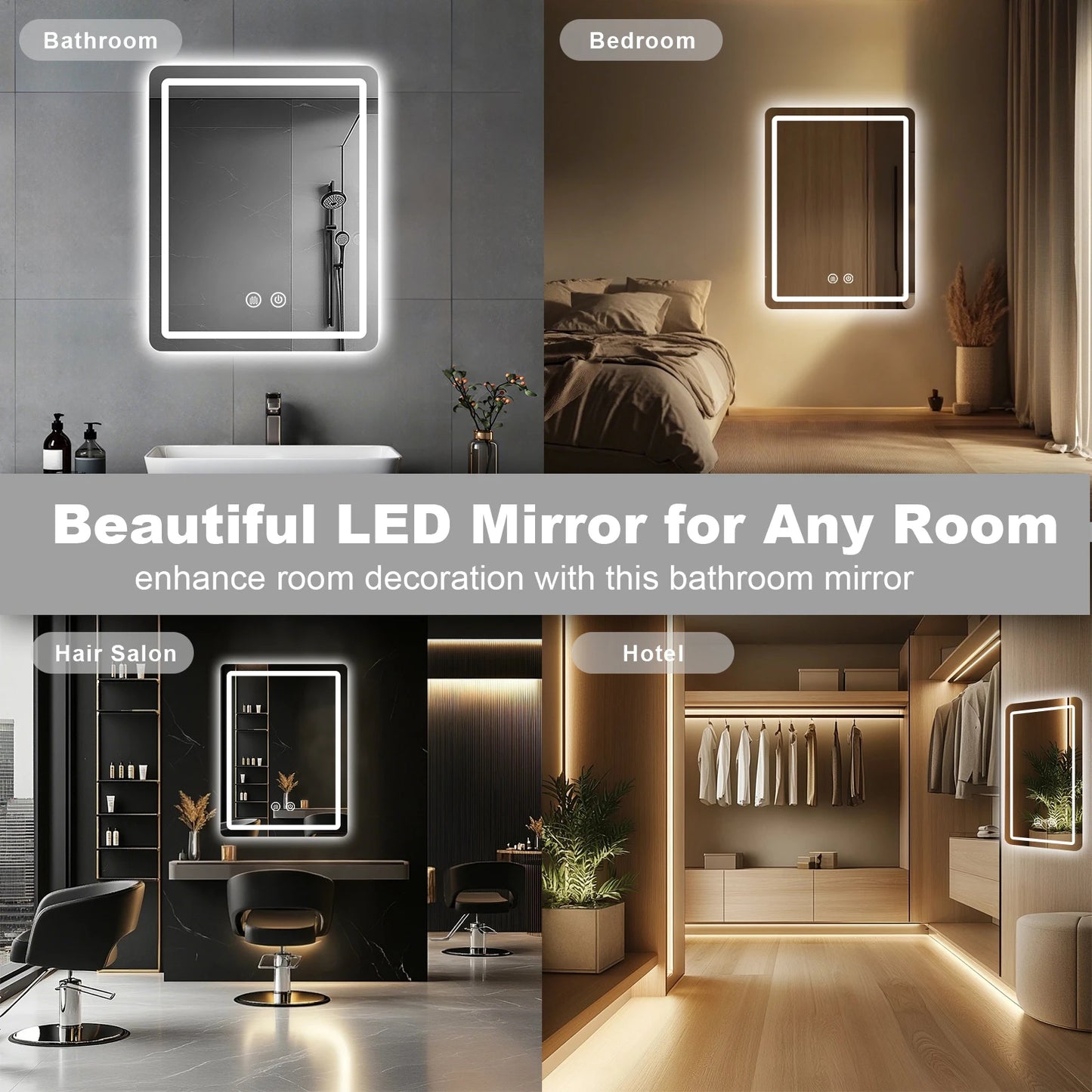 20in x 28in - LED FOGLESS BATHROOM VANITY MIRROR WALL MOUNTED