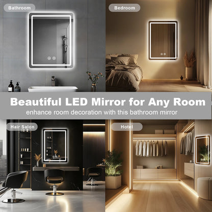 20in x 28in - LED FOGLESS BATHROOM VANITY MIRROR WALL MOUNTED