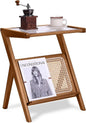 RATTAN/WICKER MID-CENTURY BAMBOO SIDE ACCENT TABLE