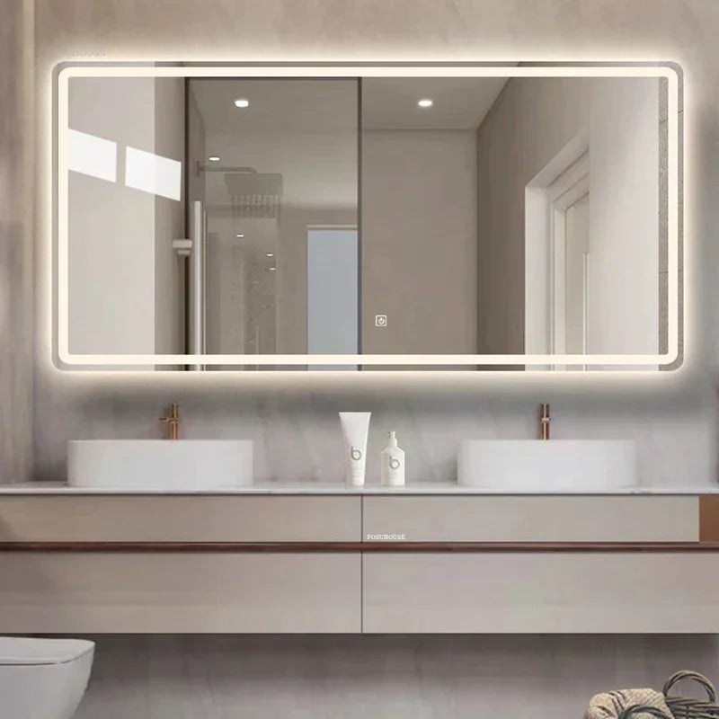 LED LIT - LUXURY WALL-MOUNTED TOUCH SCREEN BATHROOM MIRROR