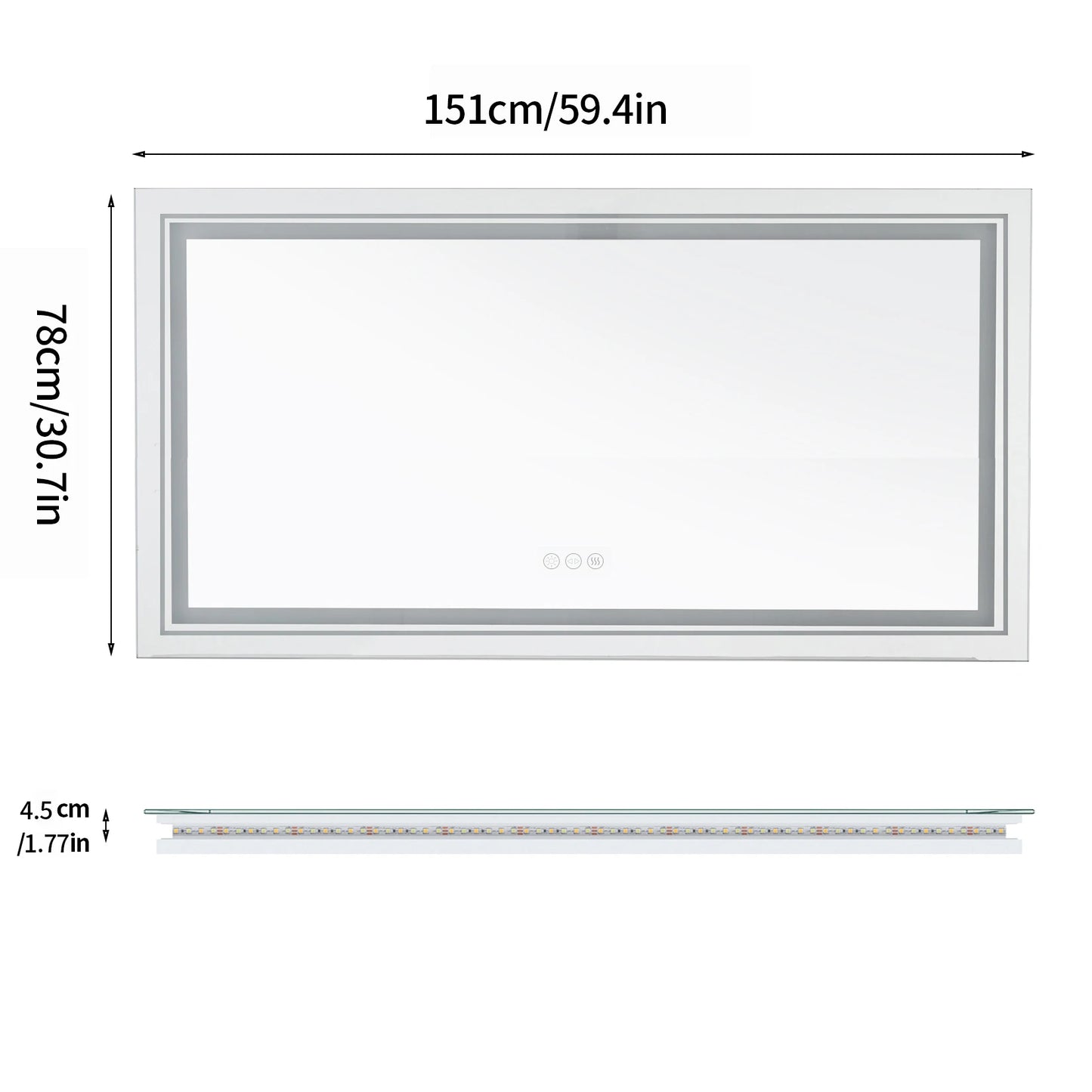JUMBO-LARGE ILLUMINATED FRONT & BACKLIT LIGHTS VANITY MIRROR